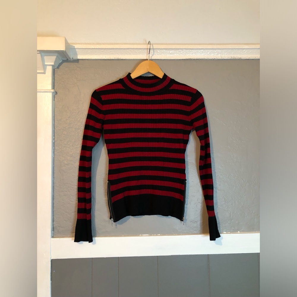 Unique Vintage Jawbreaker Red Black Strioe Zipper Swaeter Medium Punk Goth